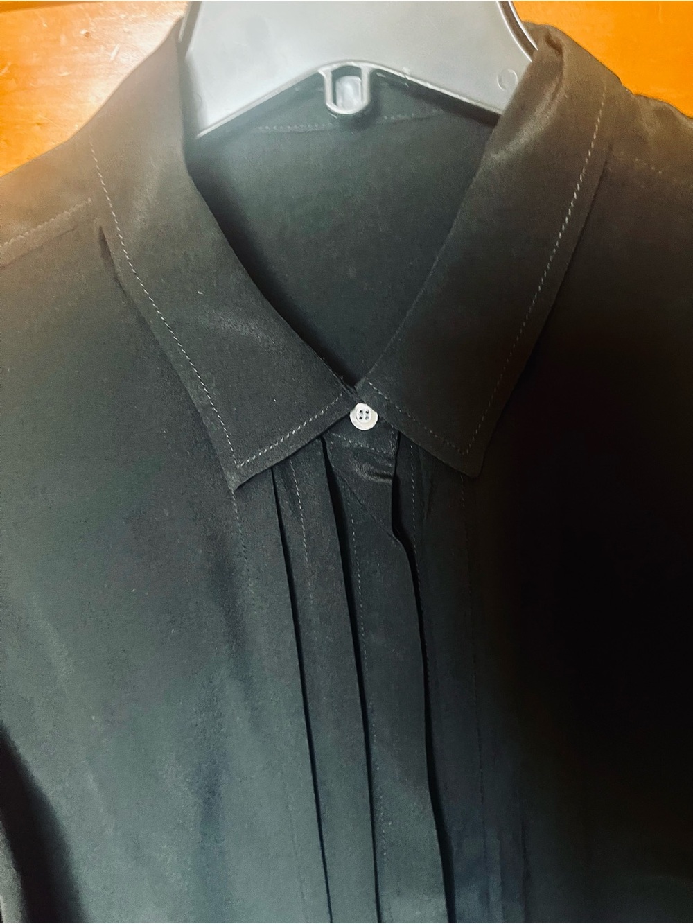 Women's Black Pleated Front Blouse